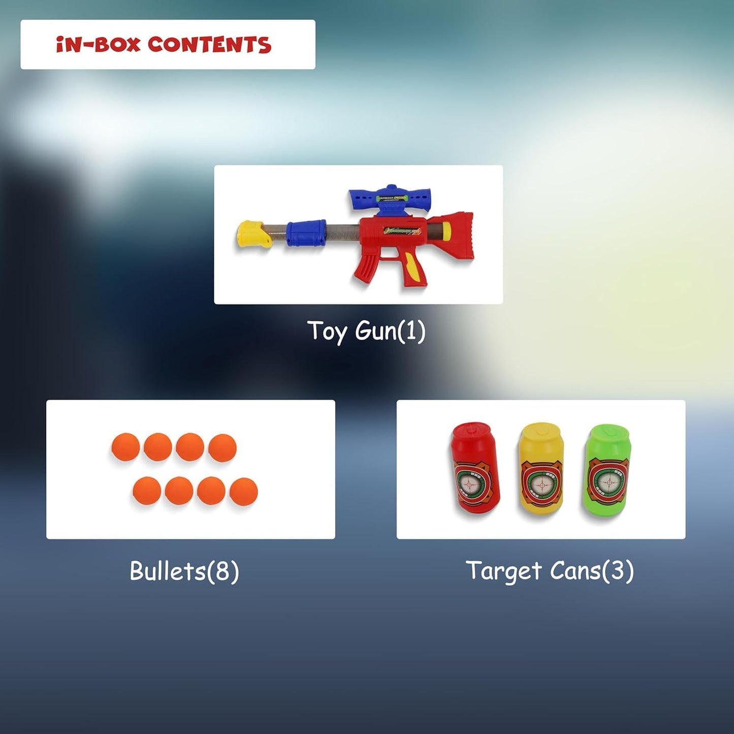 FUNFY Aerodynamic Softball Gun with 8 Softballs and 3 Cans | Multicolored | Foam and Plastic | Air Popper, perfect for target practice | Fun and safe shooting | for children