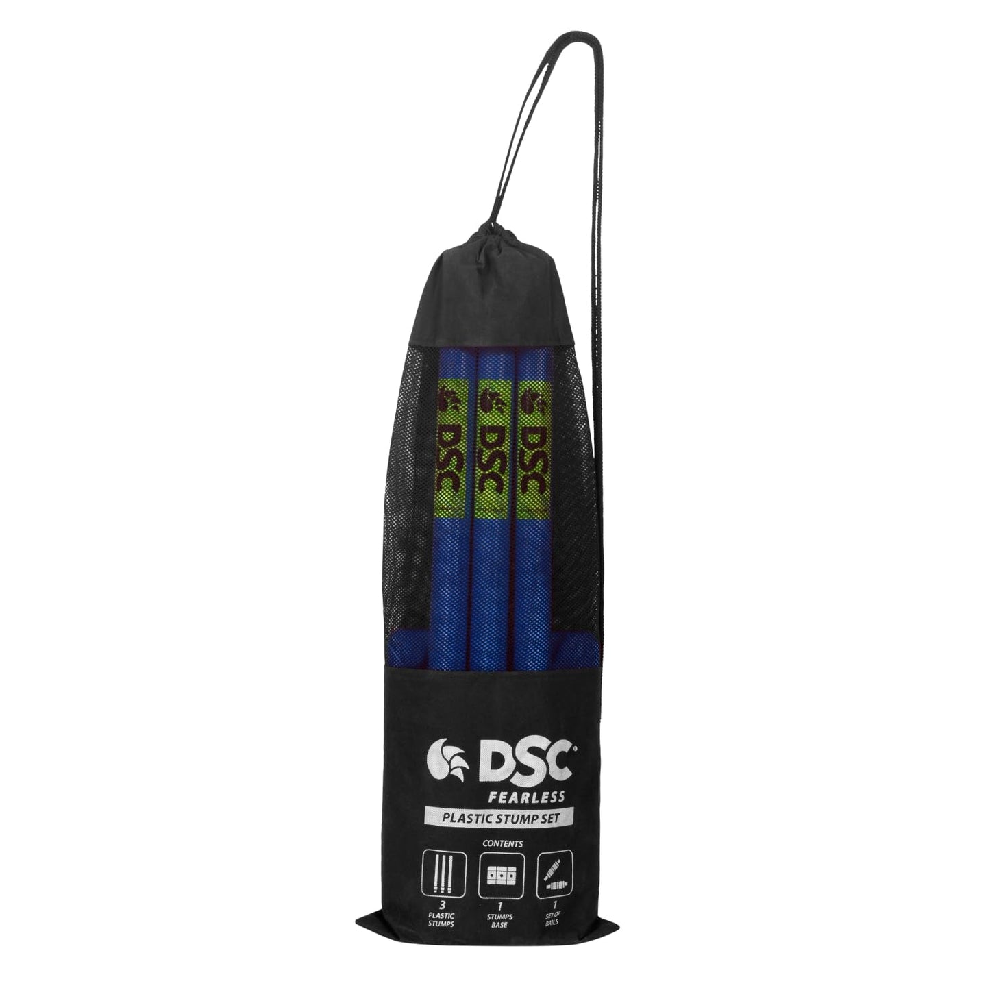 DSC Plastic Cricket Stump Set with 3 Stumps, 2 Bails and 1 Base, Men's Size