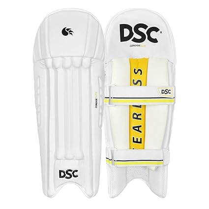 DSC Condor Flite Cricket Wicket Keeping Leg Guard | Color: Multicolor | Size: Youth | For Men and Boys | Mesh Instep | Perfect Fit | Compact Wrap-Around Fit