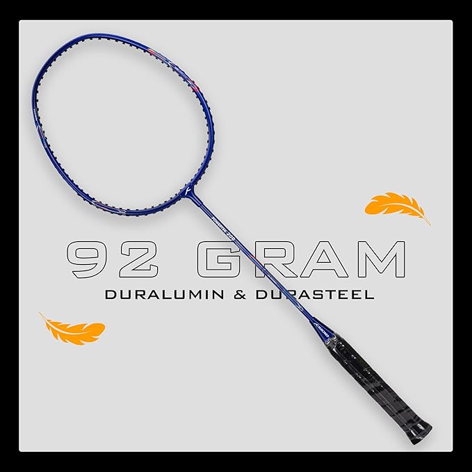 HUNDRED Powertek 200 Badmintonschläger mit Kopfabdeckung (Größe: Standard, Griffgröße:G5) | Besaitet | Material: Aluminium | Für fortgeschrittene Spieler | Gewicht: 95 Gramm | Maximale Saitenspannung - 18-20lbs