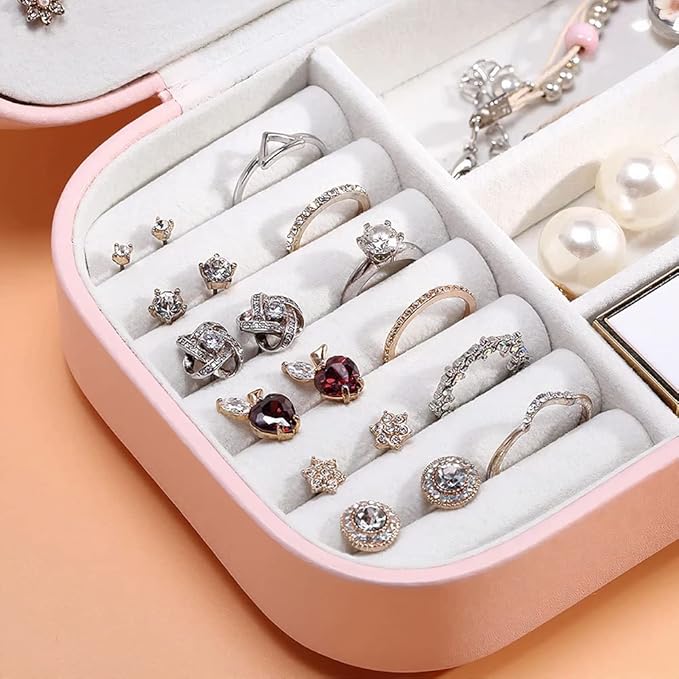 YouBella Tragbares Schmuck-Organizer-Etui | Mit Trennwänden | Rosa | Material: PU-Leder | Elegantes Aussehen | Ideal für den persönlichen Gebrauch und zum Vergolden | Mehrzweckspeicher | Für Frauen und Mädchen