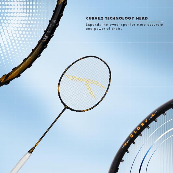 HUNDRED Glory Limited Edition Strung Badminton Racket (Standard Size) | Unisex | Material: Carbon Fibre | with complete racket cover