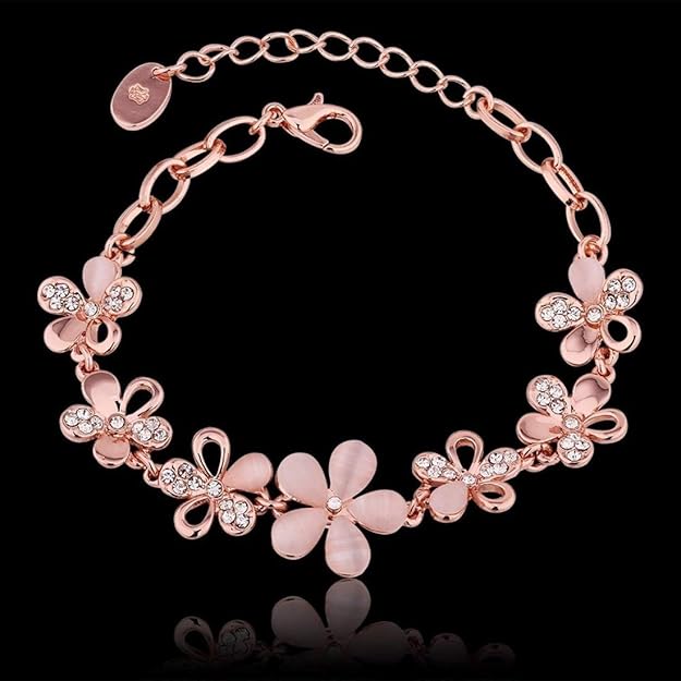 YouBella Rose Gold Crystal vergoldet Floral Armbänder für Frauen Mädchen
