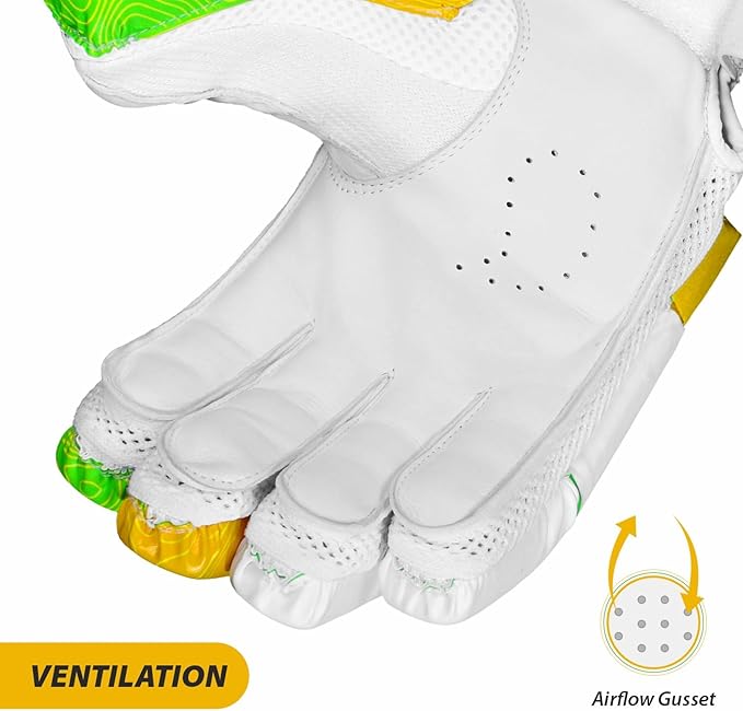 DSC Intense Attitude Cricket Batting Gloves | Color: Multicolor | Material: PU leather | for right-handed Batman | Lightweight | Reinforced protection in the two index fingers