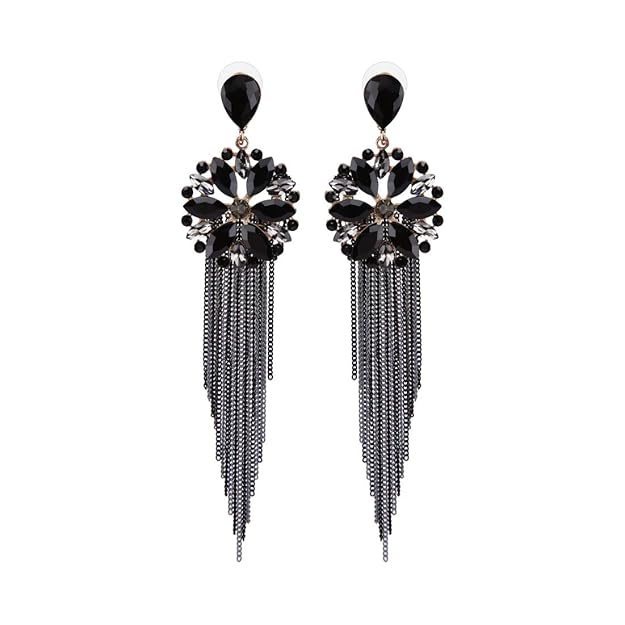 YouBella Schmuck Ohrringe | Farbe: Schwarz | Kristall-Quasten-H&made-Ohrringe für Mädchen und Frauen | Am besten zum Verschenken | Hochzeit | Stilvoll | Partykleidung | Mode | Geeignet für alle Gelegenheiten
