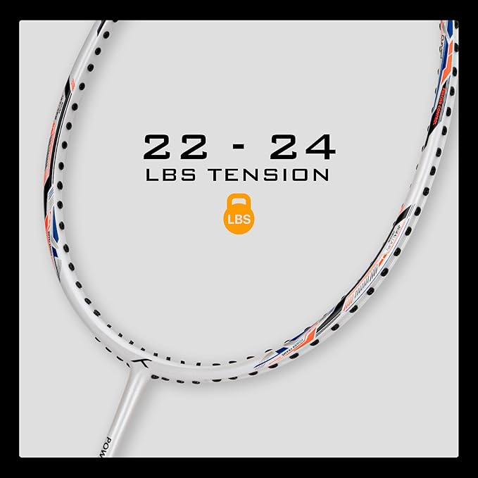 HUNDRED Powertek 2000 PRO Badminton Racket with Full String (Size: Standard, Grip Size: G6) | Stringing | Material: Graphite | For advanced players | Weight: 90 grams | Maximum string tension - 22-24lbs