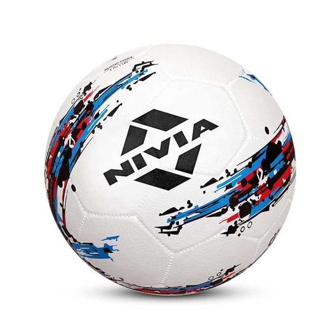 Nivia Sturm football, basic standard, training ball, 32 fields, durable rubber coating, bladder with butyl thread, for playing on hard surfaces