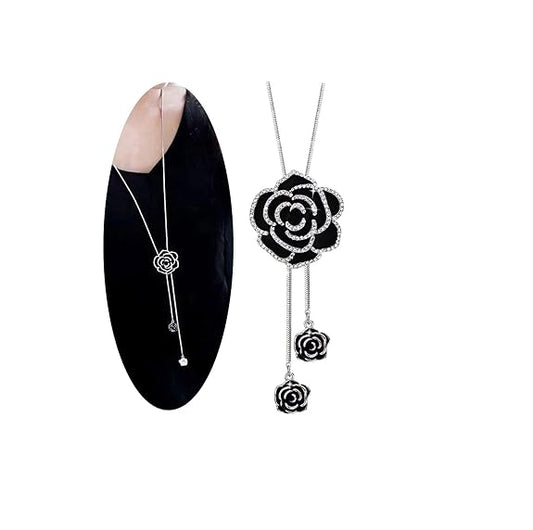 YouBella Long Chain, Silver Plated Necklace Pendant for Women and Girls