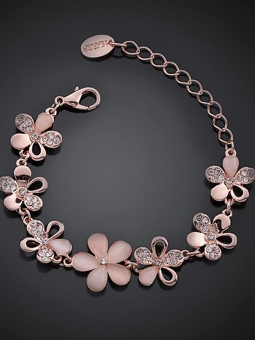 YouBella Stylisches Blumenarmband | Rose Gold | Material: Messing | Modischer Kunstschmuck | Für Frauen & Mädchen | Langlebiges Finish | Geeignet für alle Anlässe
