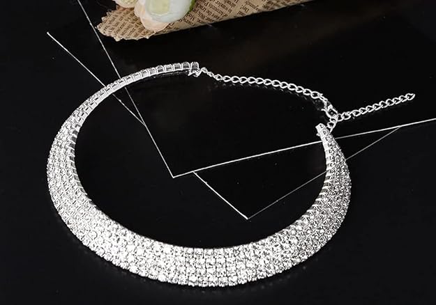 YouBella Fashion Strass Halskette | Versilbert, aus Messing | Für Frauen und Mädchen | Kristallschmuck | Perfekt für alle Gelegenheiten | Am besten zum Verschenken | Hautfreundlich | Nicht allergisch