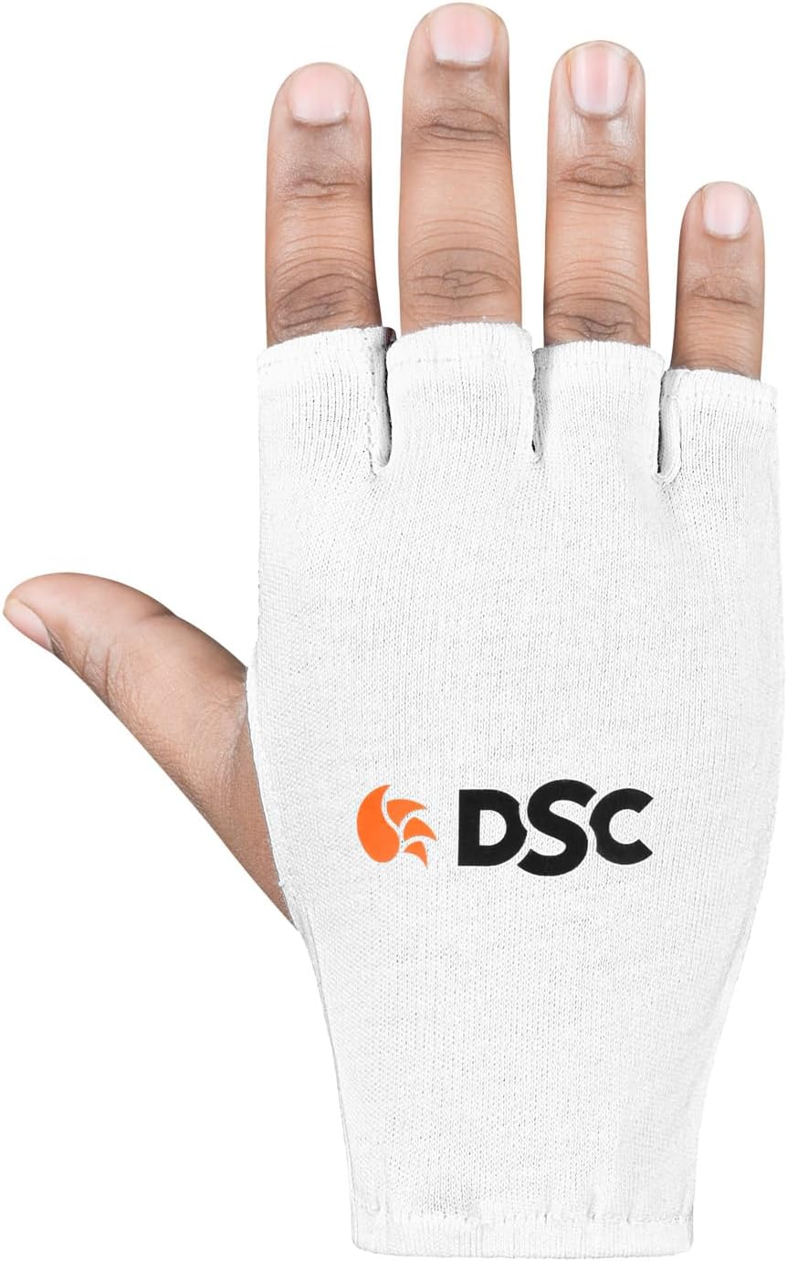 DSC Attitude Cricket Batting Inner Gloves | Baumwollmaterial | Cut Finger für besseren Grip | Schnellere Schweißabsorption | Kit für Männer und Jungen | Weiß