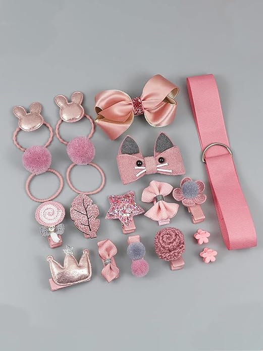 YouBella Hair Accessories Clip Set for Baby Band for Girls (Pack of 18) (Pink)(YBHAIR_41326)