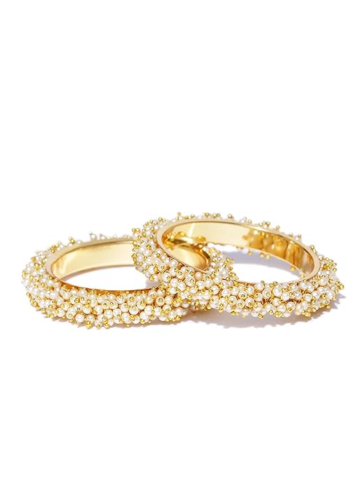 YouBella Traditional Beaded Bangles Set | Gold Plated | Material: Brass | Size: 2.6 | Fashionable Art Jewelry | For Women and Girls | Long-lasting Finish | Suitable for all occasions