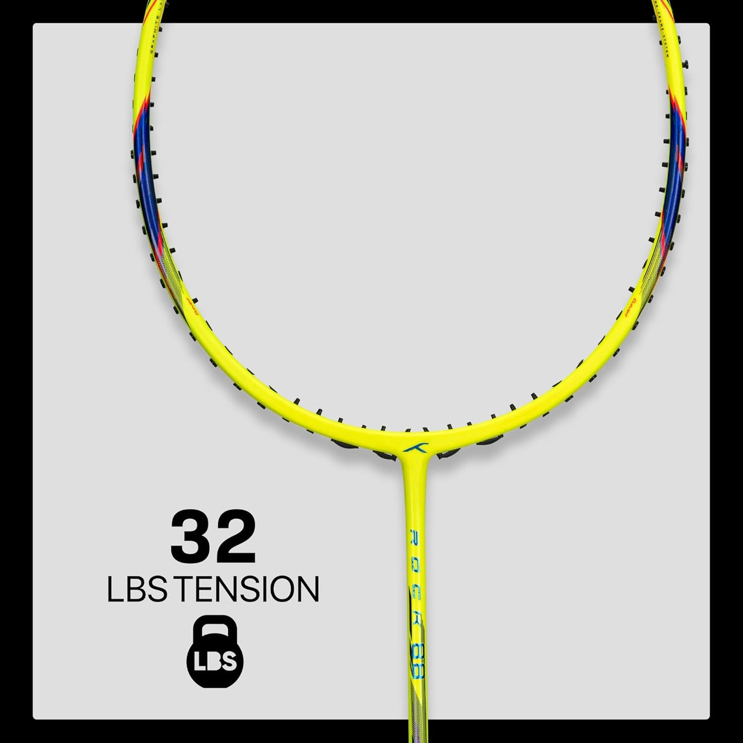 HUNDRED ROCK 88 Carbon Fibre Strung Badminton Racket mit Full Racket Cover | For Intermediate Players | 78 Gramm | Maximum String Tension - 32lbs