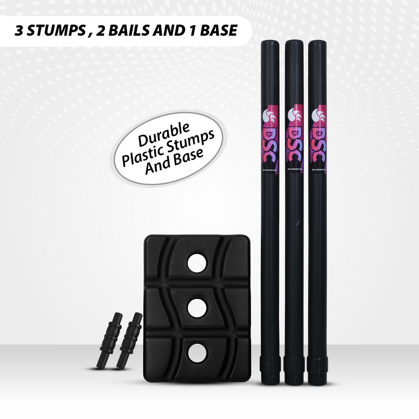 DSC Plastic Cricket Stump Set with 3 Stumps, 2 Bails and 1 Base, Men's Size