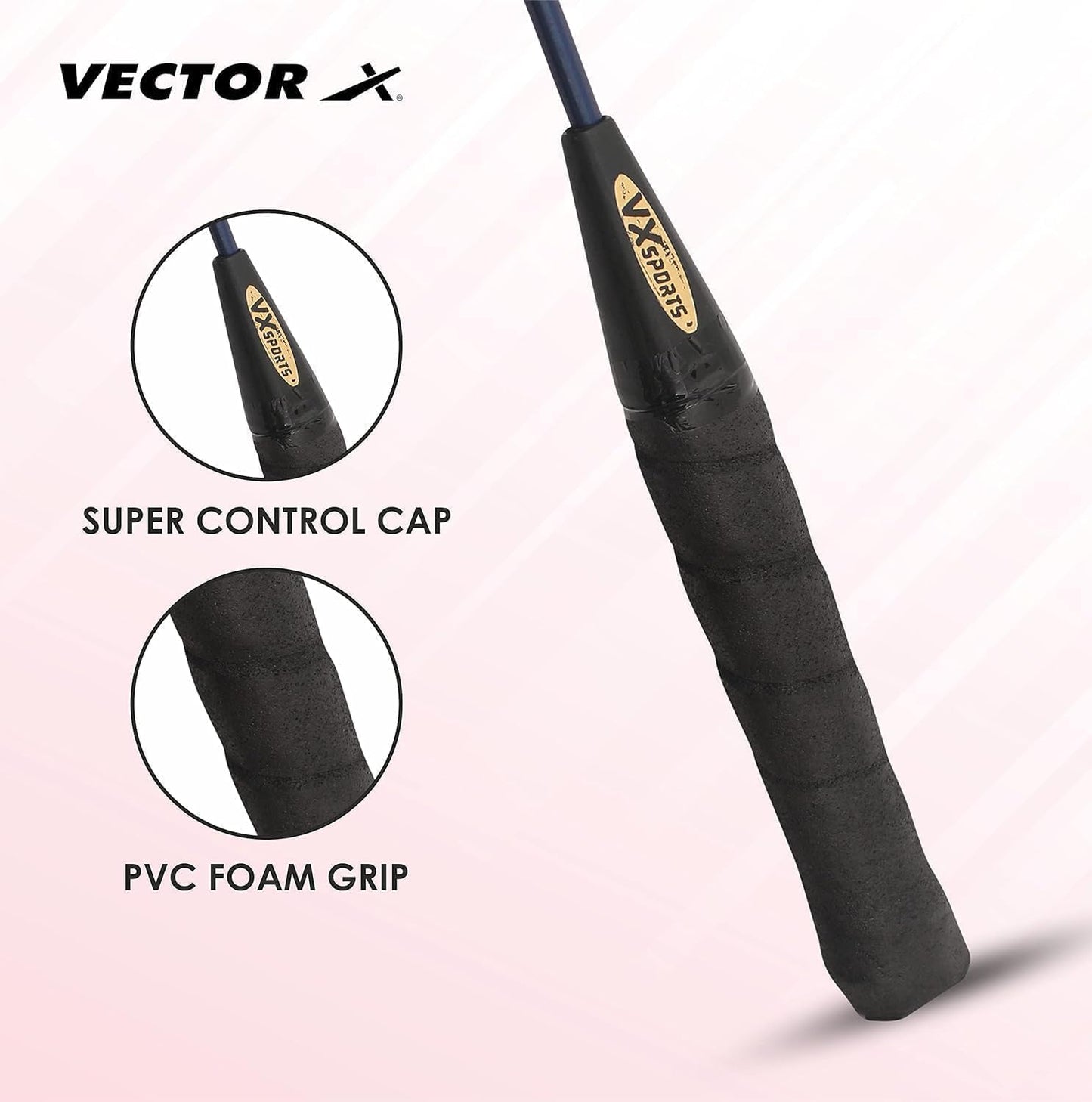Vector X badminton racket | Color: Multicolour | Size: One size | For men & boys | Material: Aluminium | Set of 2 with 3 nylon shuttlecocks | Outdoor play, backyards | Sports training