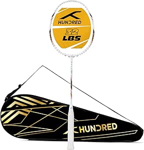 Hundred Rock 88 Badmintonschläger mit kompletter Schlägerhülle | Größe: One Size | Grip Size: G6 | Material: Carbon Fibre | 82 Gramm | Unbesaitet | Leichtgewicht | Flexibler Schaft | Verbessert die Smash-Abwehr | Für Spieler der Mittelstufe