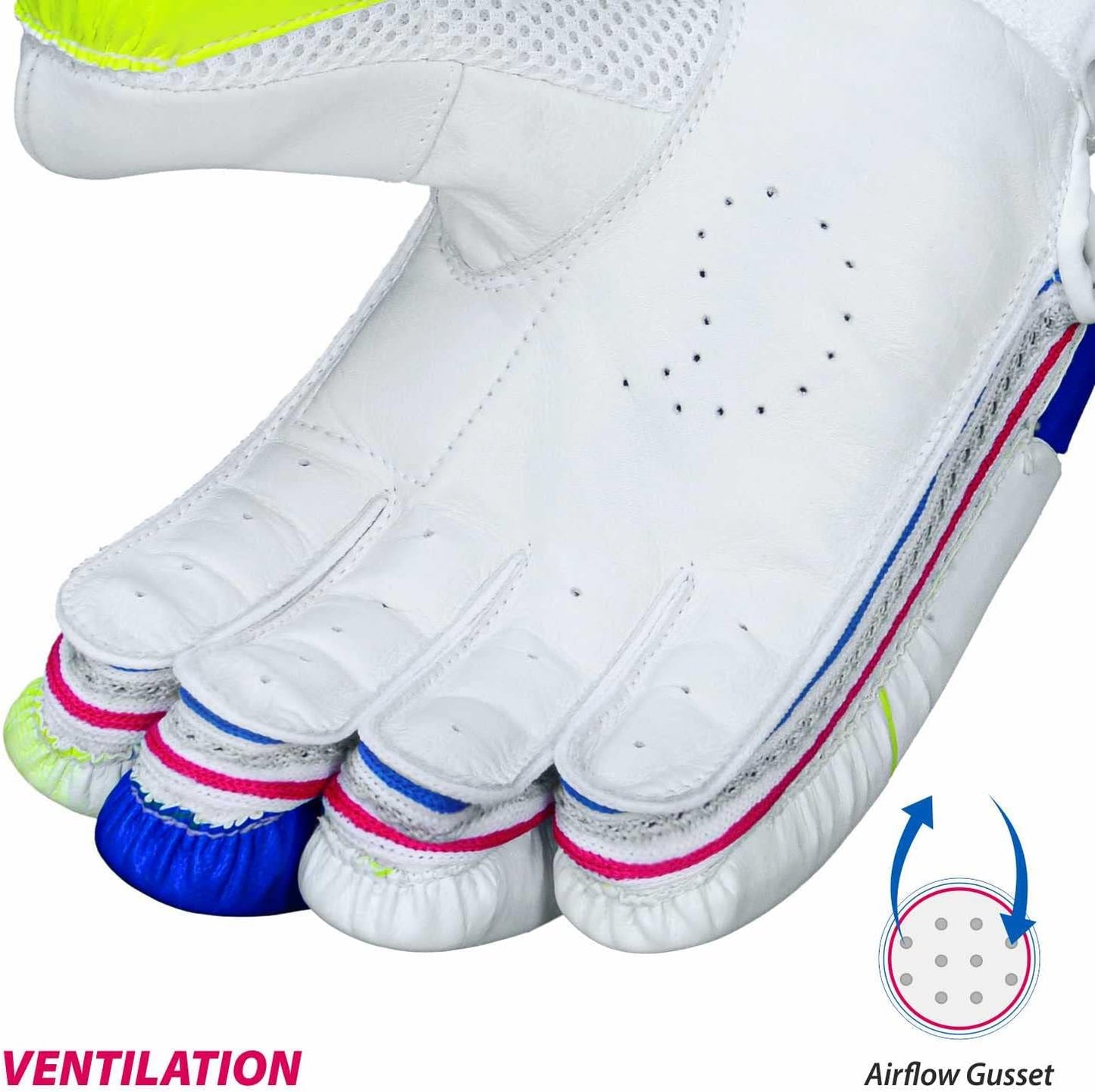 DSC Intense Attitude Cricket Batting Gloves | Color: Multicolor | Material: PU leather | for right-handed Batman | Lightweight | Reinforced protection in the two index fingers