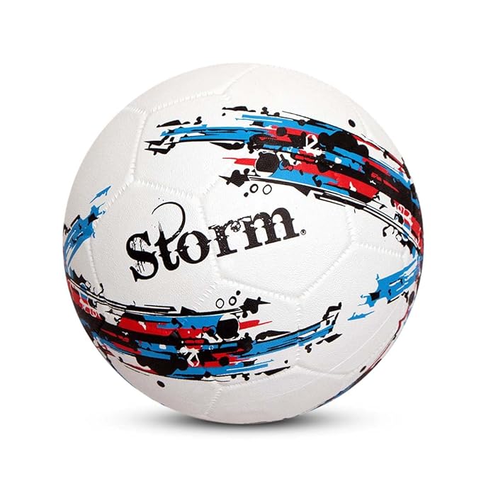 Nivia Sturm football, basic standard, training ball, 32 fields, durable rubber coating, bladder with butyl thread, for playing on hard surfaces
