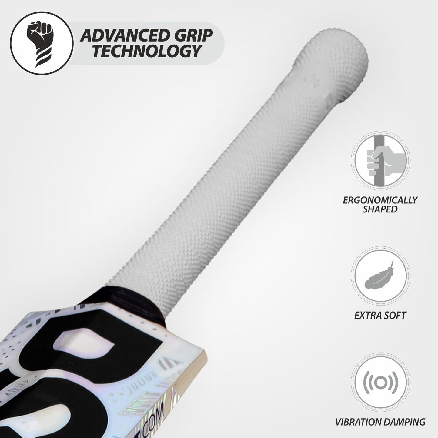 DSC Condor Atmos Cricket Bat für Herren und Jungen | Material: Englische Weide | Leichtgewicht | Stoßdämpfend | Spielfertig | Für Lederball geeignet