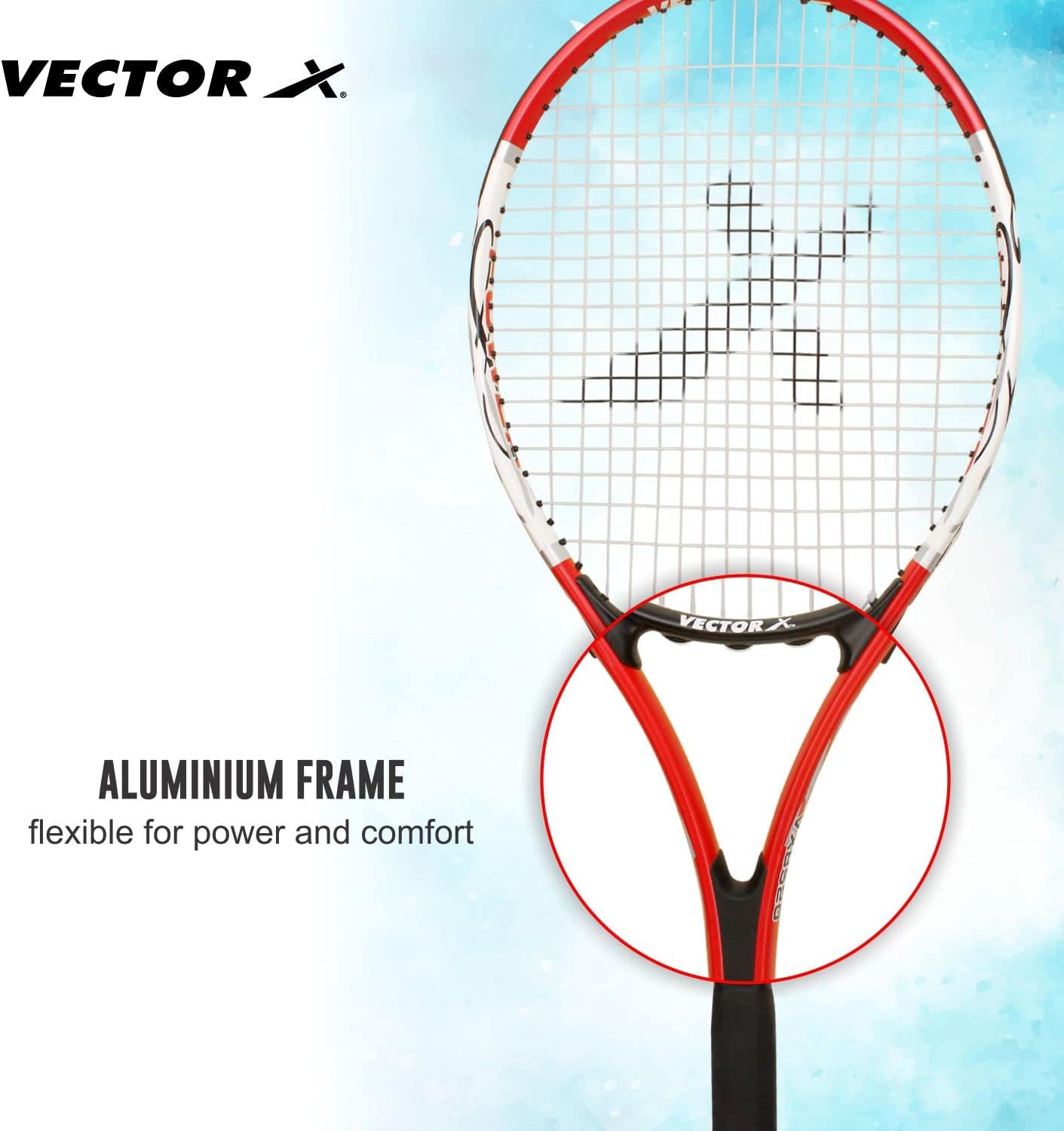 Vector X Vxt 520 27 inch Senior with 3/4 cover strung tennis racket (Red, White)