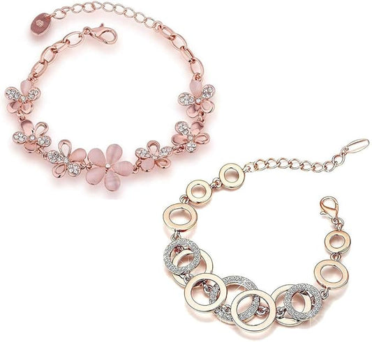 YouBella Rose Gold Crystal vergoldet Floral Armbänder für Frauen Mädchen