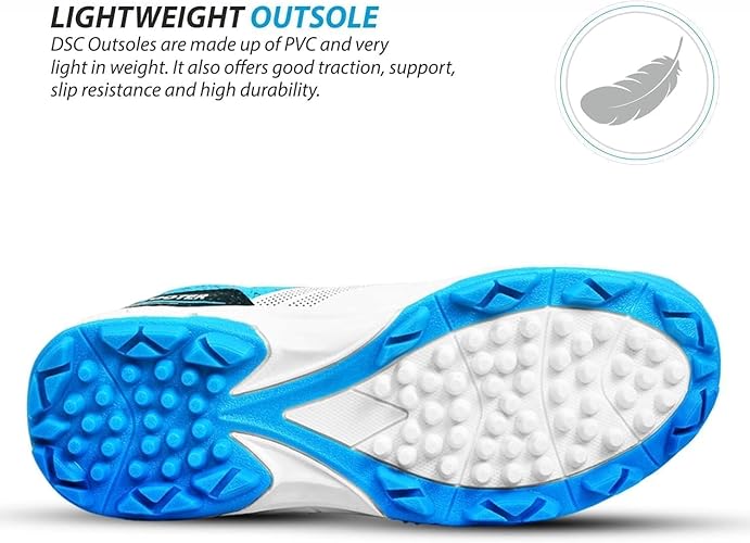 DSC Zooter cricket shoes| White/Blue| For Boys & Men | Polyvinyl Chloride
