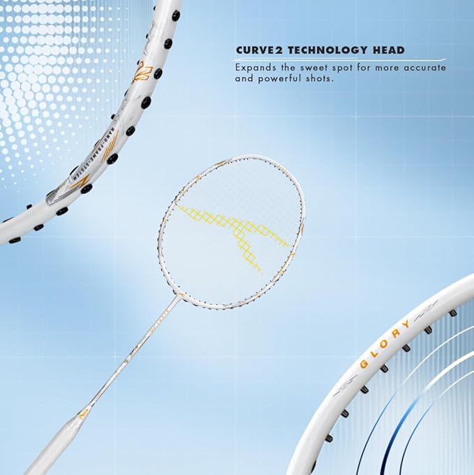 HUNDRED Glory Limited Edition Strung Badminton Racket (Standard Size) | Unisex | Material: Carbon Fibre | with complete racket cover