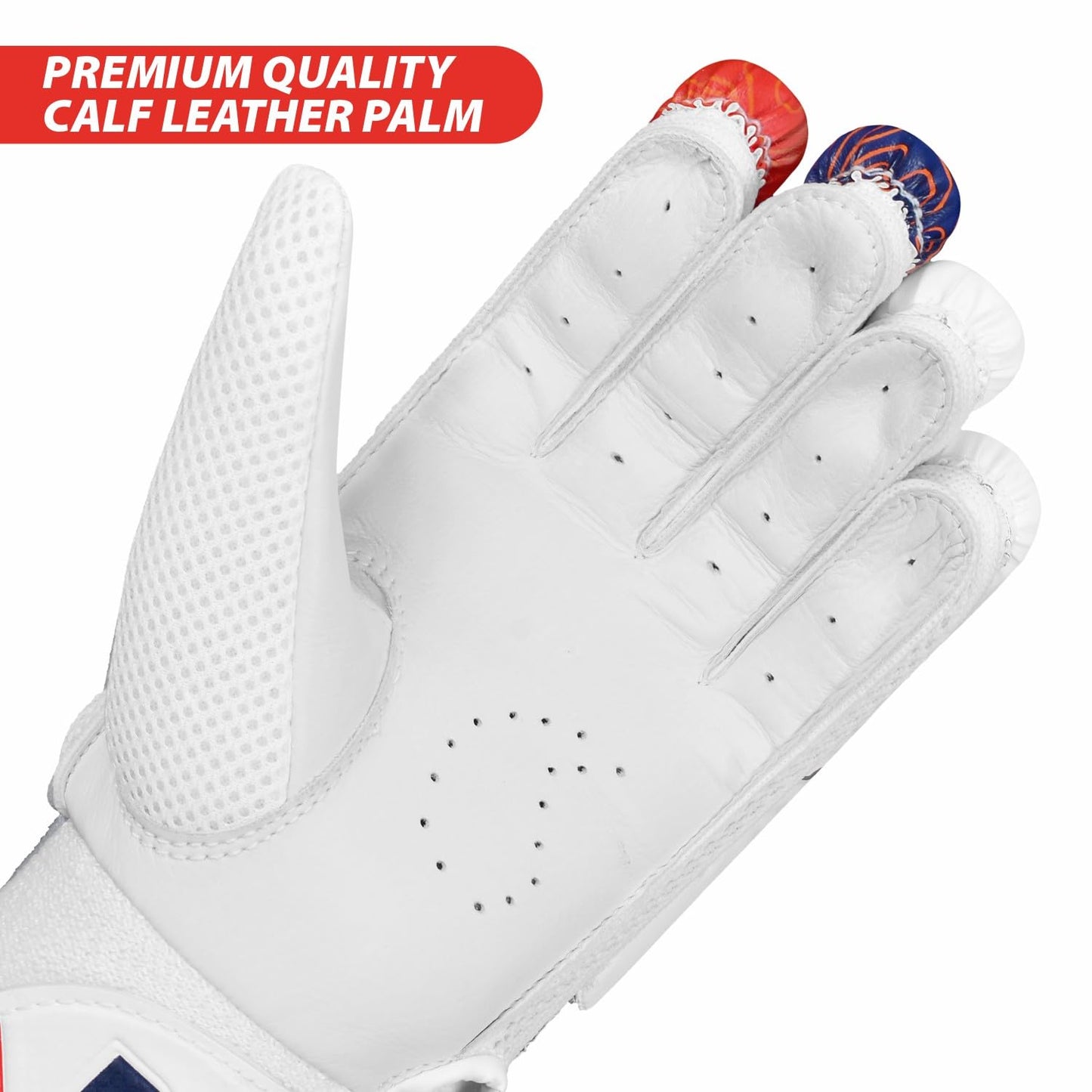 DSC Intense Attitude Cricket Batting Gloves | Color: Multicolor | Material: PU leather | for right-handed Batman | Lightweight | Reinforced protection in the two index fingers