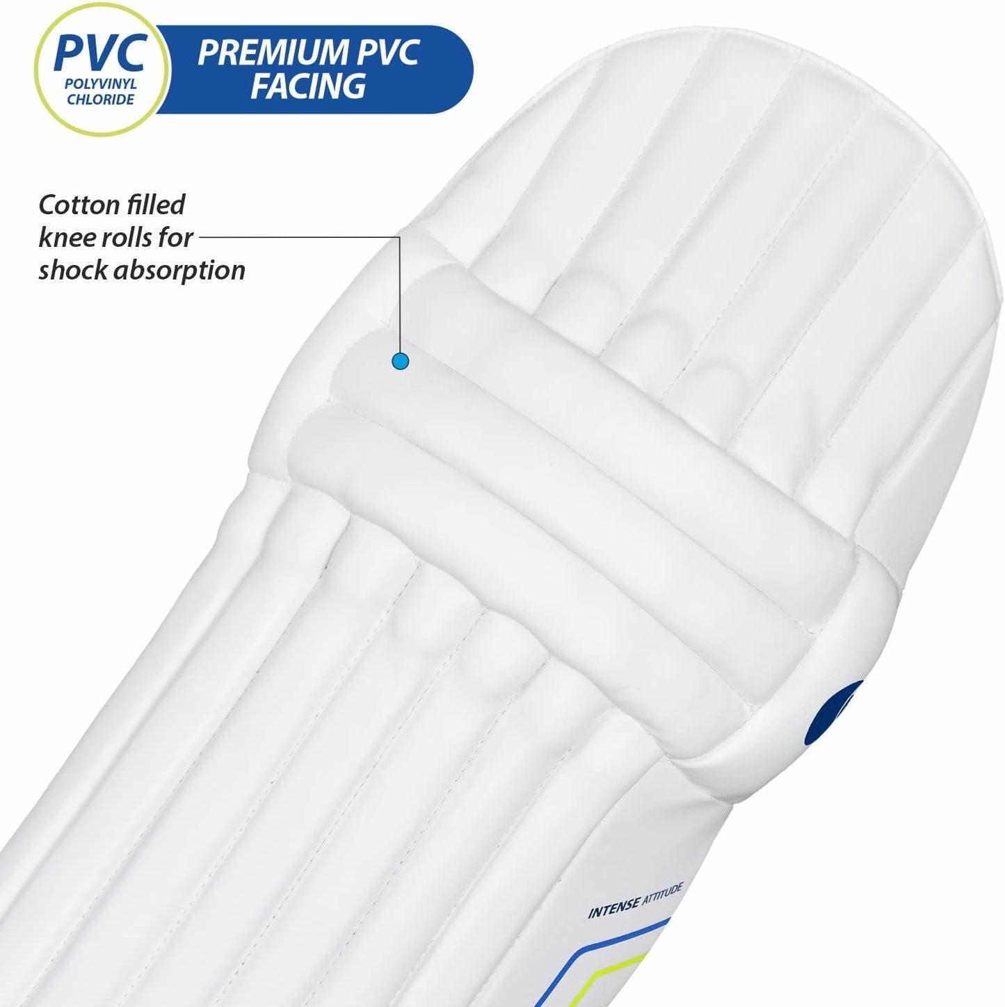DSC Intense Attitude Cricket-Batting-Beinschutz, Farbe: Weiß, Größe: Herren, Material: Leder, für Herren und Jungen, leicht und langlebig, Komfort und Stabilität, Stoßdämpfung