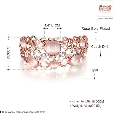 YouBella Stilvolles rosévergoldetes Kristallarmband | Material: Legierung | Größe: 2,6 | Modischer Kunstschmuck | Für Frauen und Mädchen | Langanhaltendes Finish | Geeignet für alle Gelegenheiten