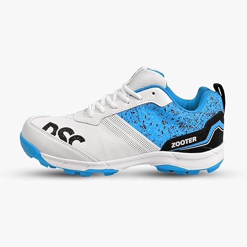 DSC Zooter cricket shoes| White/Blue| For Boys & Men | Polyvinyl Chloride