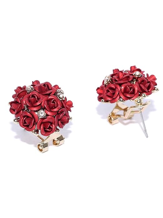 YouBella Jewelry for Women Earrings Crystal Rose Shape Floral Stud Earrings for Girls and Women