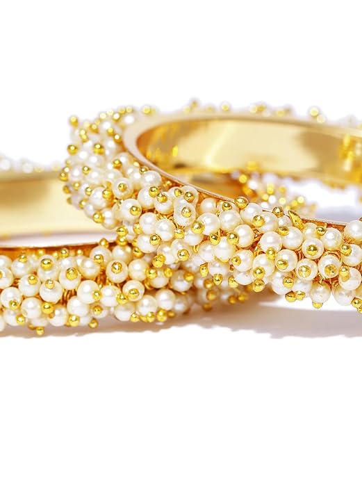 YouBella Traditional Beaded Bangles Set | Gold Plated | Material: Brass | Size: 2.6 | Fashionable Art Jewelry | For Women and Girls | Long-lasting Finish | Suitable for all occasions