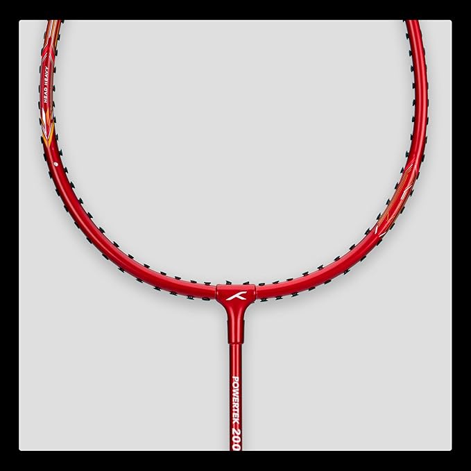 HUNDRED Powertek 200 Badmintonschläger mit Kopfabdeckung (Größe: Standard, Griffgröße:G5) | Besaitet | Material: Aluminium | Für fortgeschrittene Spieler | Gewicht: 95 Gramm | Maximale Saitenspannung - 18-20lbs