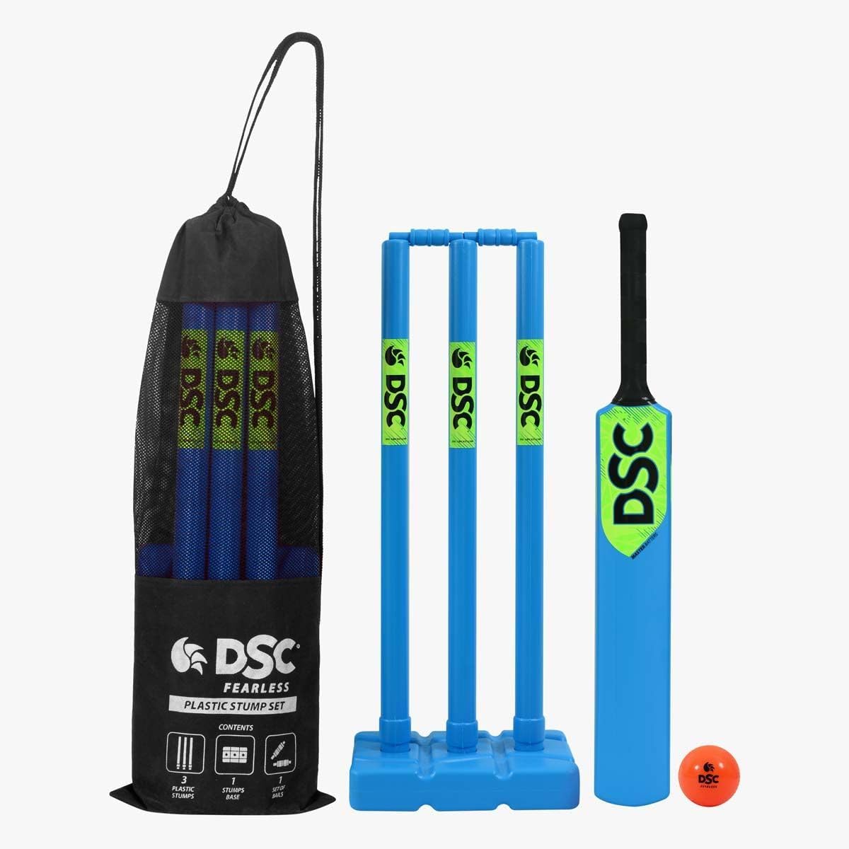 DSC MASTER BATTERS (1Bat, 1Ball, 2 Bails, 3 Stumps, 1 Stump Base) PLASTIC CRICKET SET - Größe - 4 -2024