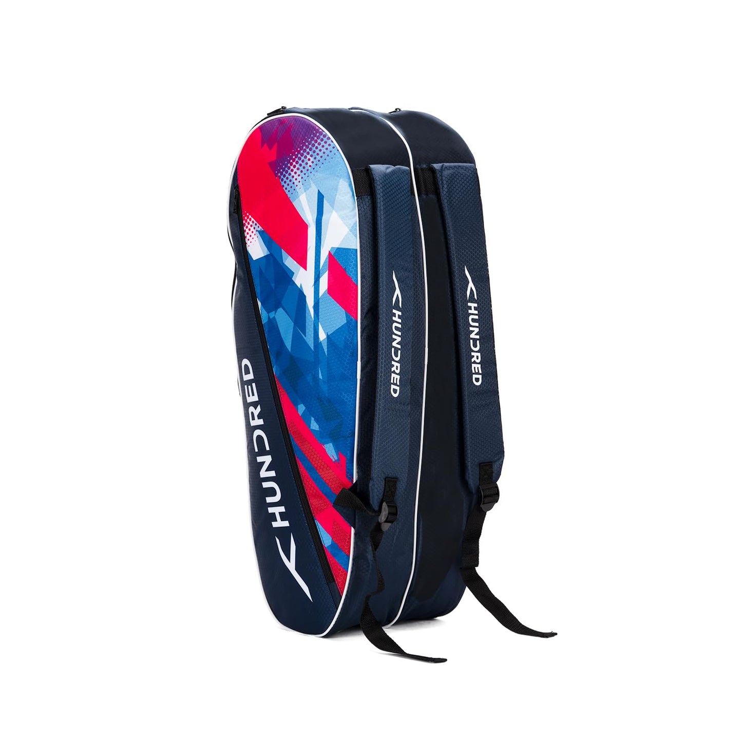 Hundert ideal Badminton- und Tennisschlägertasche | Material: Polyester | 2 Fächer mit Seitentasche | Einfacher Tragegriff | Gepolsterte Rückengurte | Reißverschlusstasche vorne