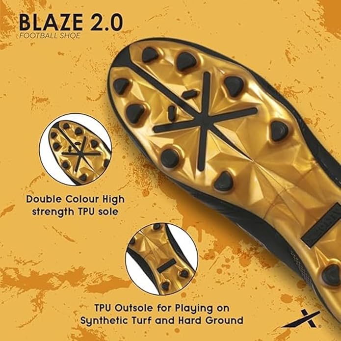 Vector X Herren Blaze Serie leichte Fußballschuhe mit TPU-Sohle & Superior Grip - Schwarz/Gold