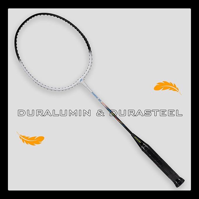 HUNDRED Powertek 100 (set of 2) full-string badminton racket (size: standard, grip size: G5) | Stringing | Material: aluminum | Maximum tension: 16-18lbs | for advanced players