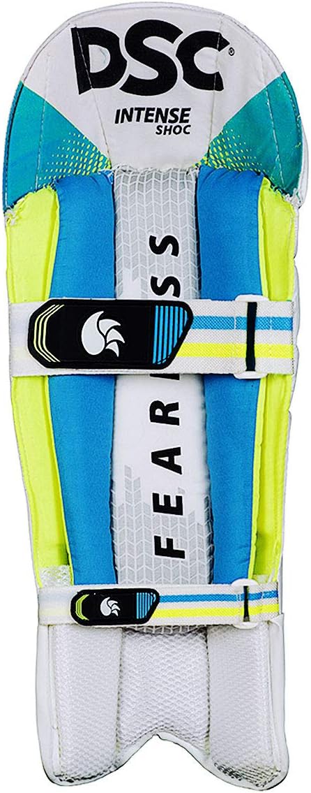 DSC Intense Shoc Cricket Wicket Keeping Legguard | Color: White | Material: PVC | for Men & Boys | Mesh Instep | Highly Comfortable | Perfect Fit | Low Density Foam in The Bolsters