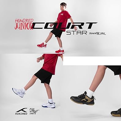 HUNDRED Herren Court Star Badminton Schuhe (Non Marking) | Leicht & Langlebig | X-Cushion Schutz