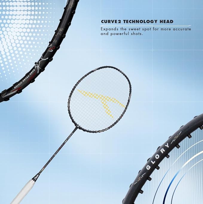 HUNDRED Glory Limited Edition Strung Badminton Racket (Standard Size) | Unisex | Material: Carbon Fibre | with complete racket cover