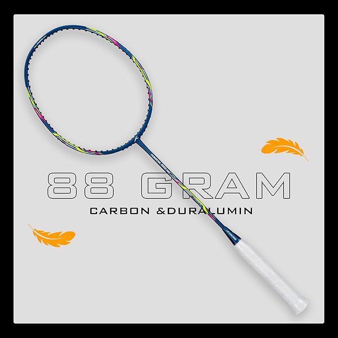HUNDRED Powertek 2000 PRO Badminton Racket with Full String (Size: Standard, Grip Size: G6) | Stringing | Material: Graphite | For advanced players | Weight: 90 grams | Maximum string tension - 22-24lbs