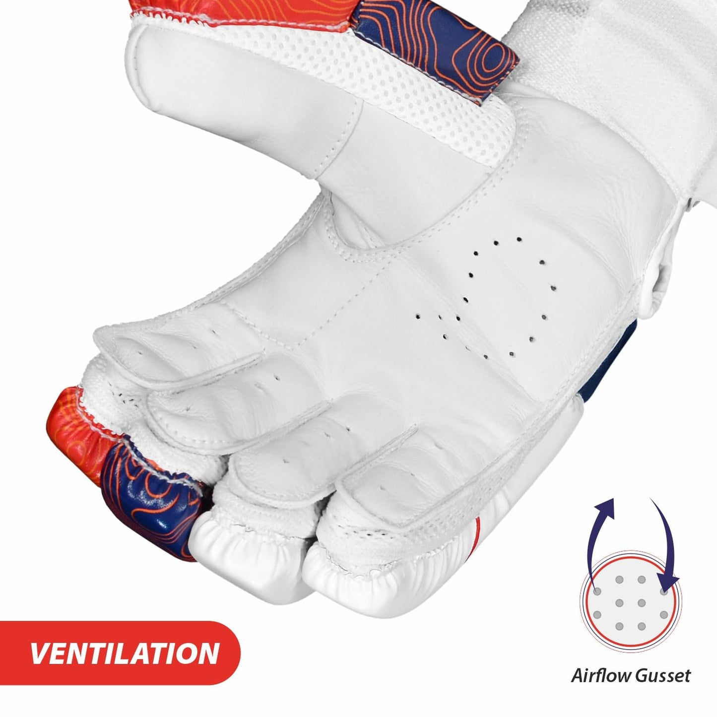 DSC Intense Attitude Cricket Batting Gloves | Color: Multicolor | Material: PU leather | for right-handed Batman | Lightweight | Reinforced protection in the two index fingers
