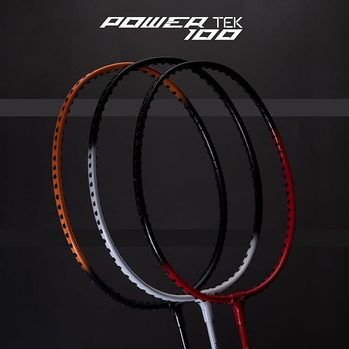 HUNDRED Powertek 100 (set of 2) full-string badminton racket (size: standard, grip size: G5) | Stringing | Material: aluminum | Maximum tension: 16-18lbs | for advanced players
