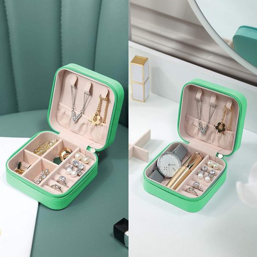 YouBella Jewellery Organiser PU Leder Zip Portable Storage Box Case mit Dividers Container für Ringe, Ohrringe, Halsketten, Home Organizer, Einheitsgröße, Kunstleder