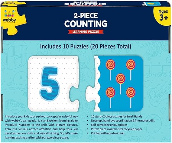Webby Learning Pack Puzzle Lernspielzeug für Kinder Fördert die Gehirnfunktion, Konzentration und motorischen Fähigkeiten 10 bunte Puzzles – interaktives Lernen