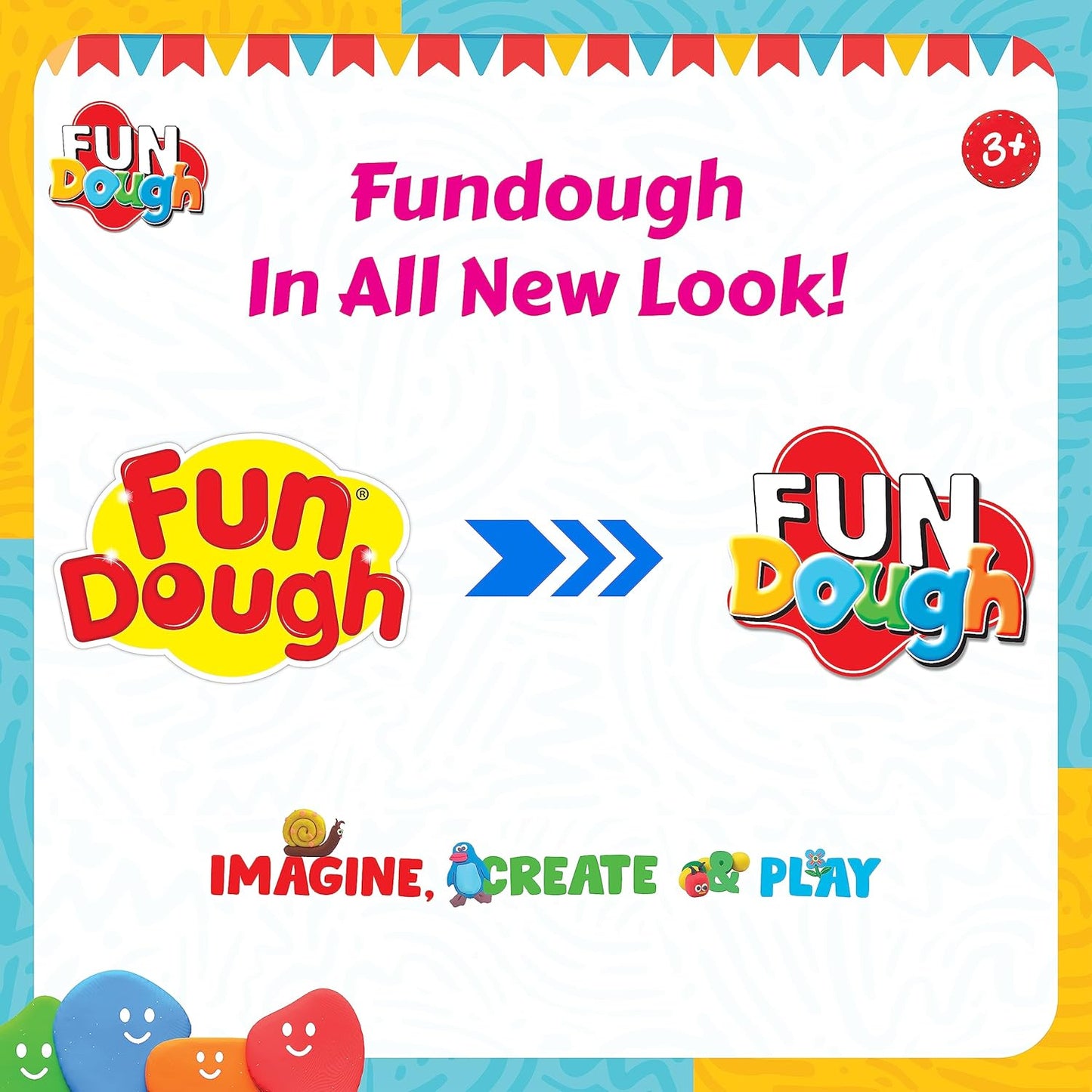 Funskool Fundough Super Six, 6 Dosen Knetmasse, je 50 Gramm, Spielzeug für Kinder, Formen, Modellieren, ab 3 Jahren, mehrfarbig