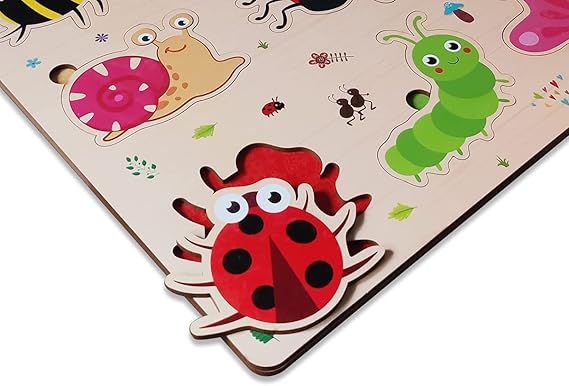 Webby Holz-Lernpuzzle-Spielzeug für Jungen und Mädchen Verbessert die visuelle Wahrnehmung, Form- und Farberkennung Fördert das Gedächtnis und die Feinmotorik Kindersicheres Design