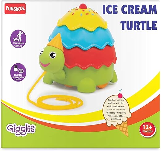 Funskool Giggles Tartaruga Gelato: Ziehspielzeug mit Quetsch- und Sprühfunktion, fördert die motorischen Fähigkeiten, geeignet für Kinder ab 18 Monaten, bunt und ideal für die Kleinen.